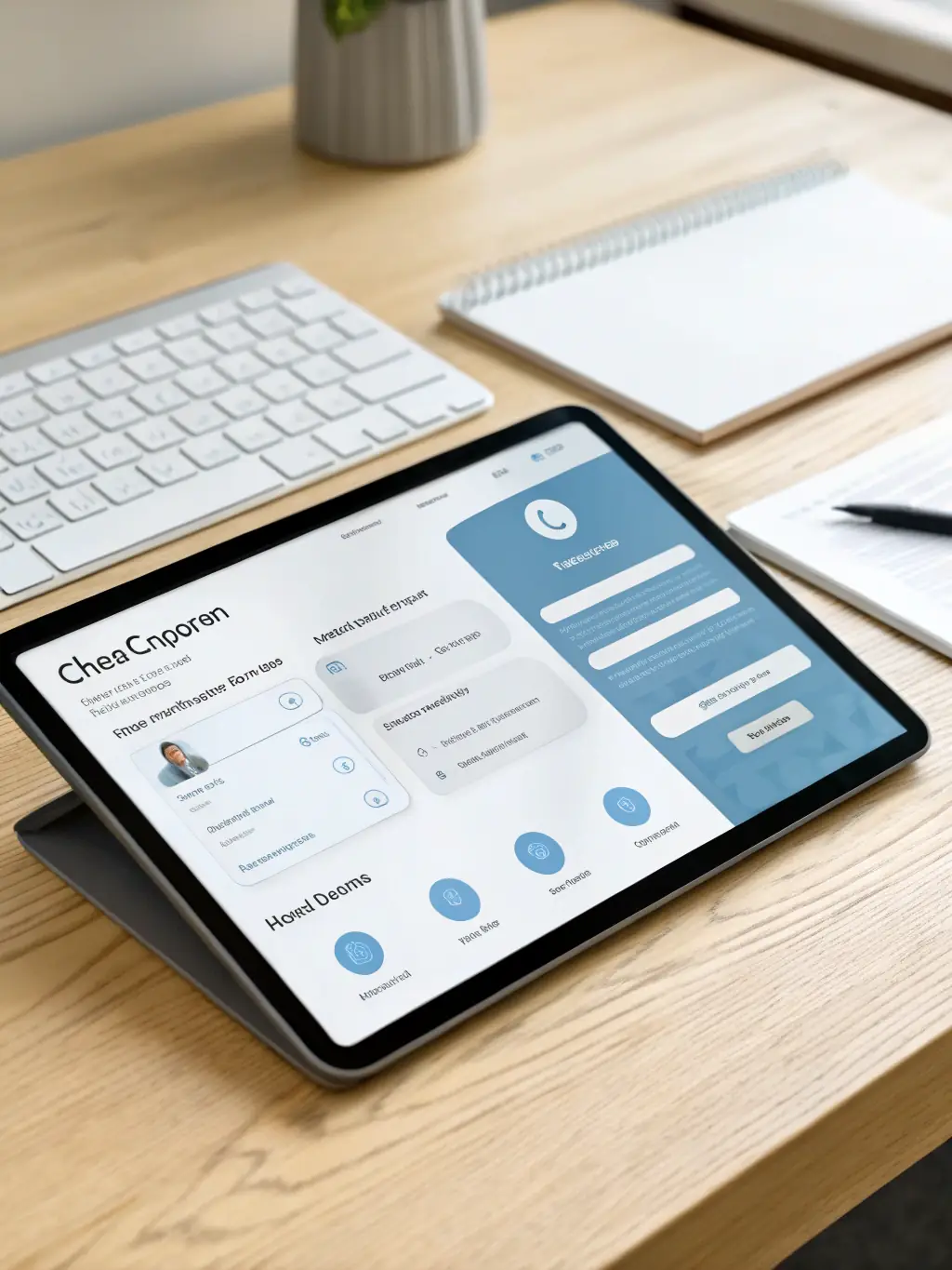 A serene image of someone using the Wellness Together Canada portal on a tablet, highlighting digital mental health support.